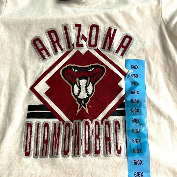 NWT Girl’s 6/6X Arizona Diamondbacks Short Sleeve T-shirt White with Snakehead - Picture 4 of 6